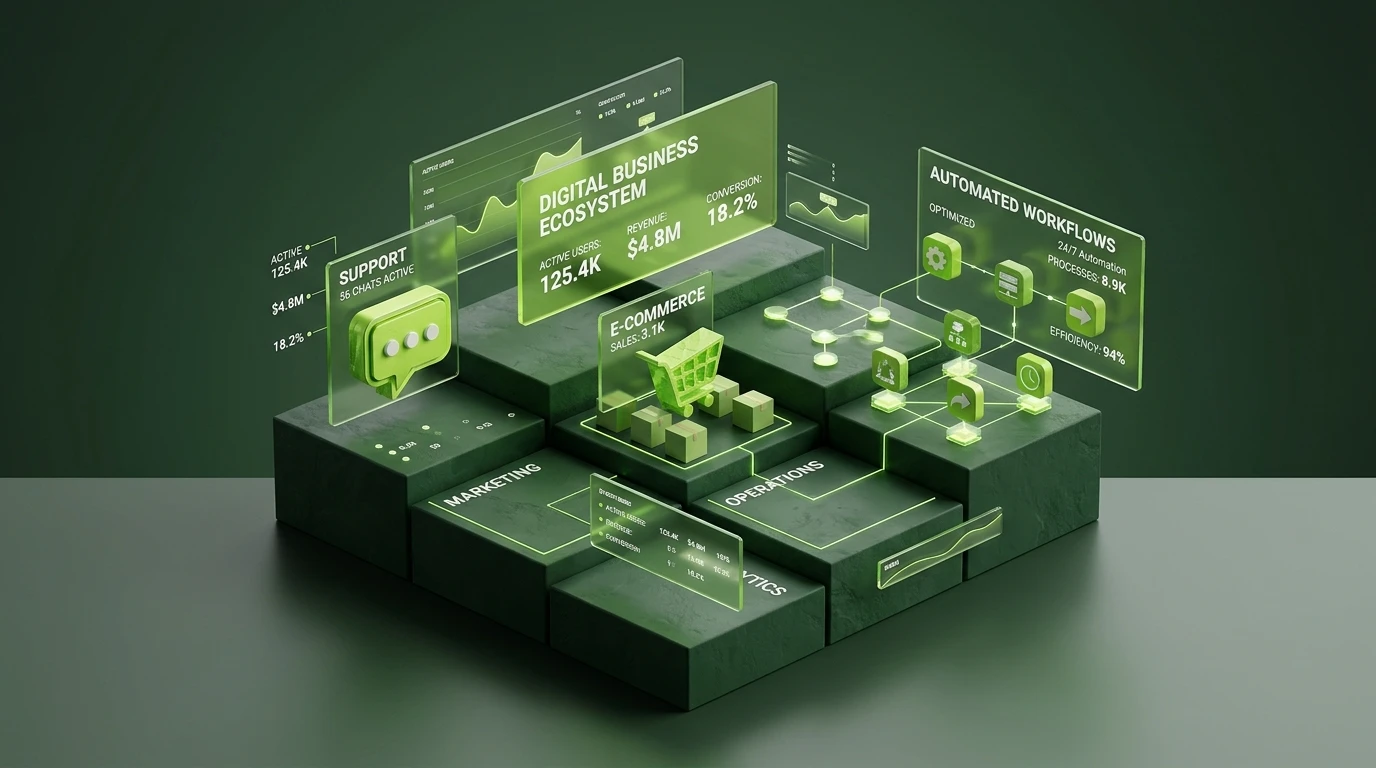Flow 3D Digital Business Ecosystem Render Background