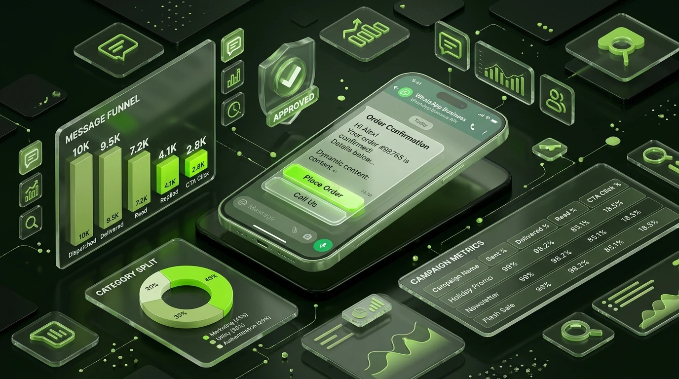 Official Meta WhatsApp API & Broadcast 3D Translucent Messaging Spheres Artwork Stage